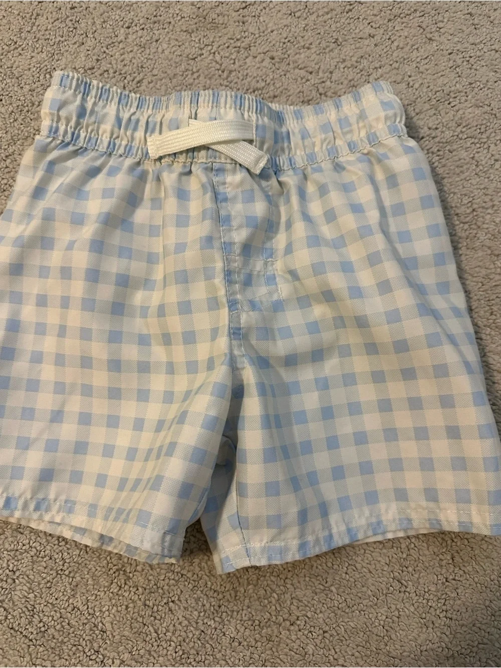 Blue Gingham and Geometric Swim Shorts Set